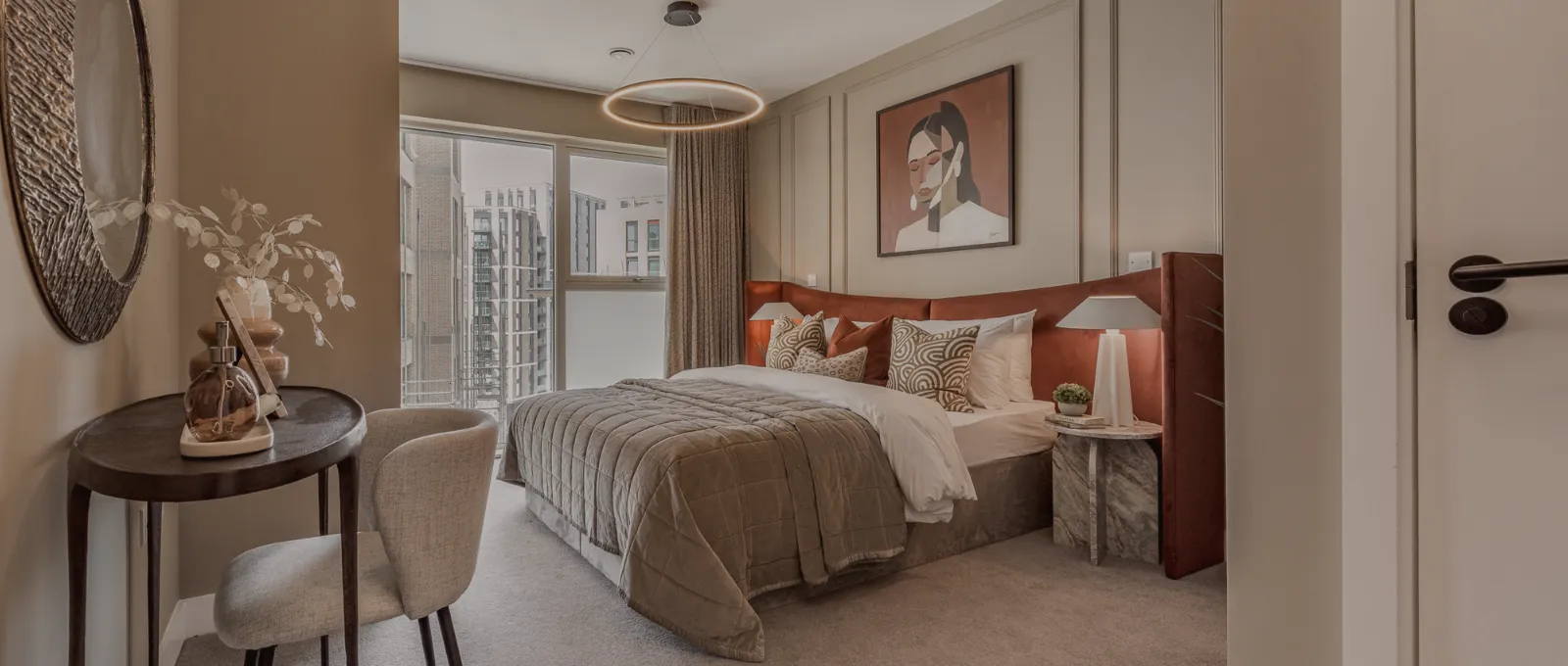 Darker wide shot of principal bedroom